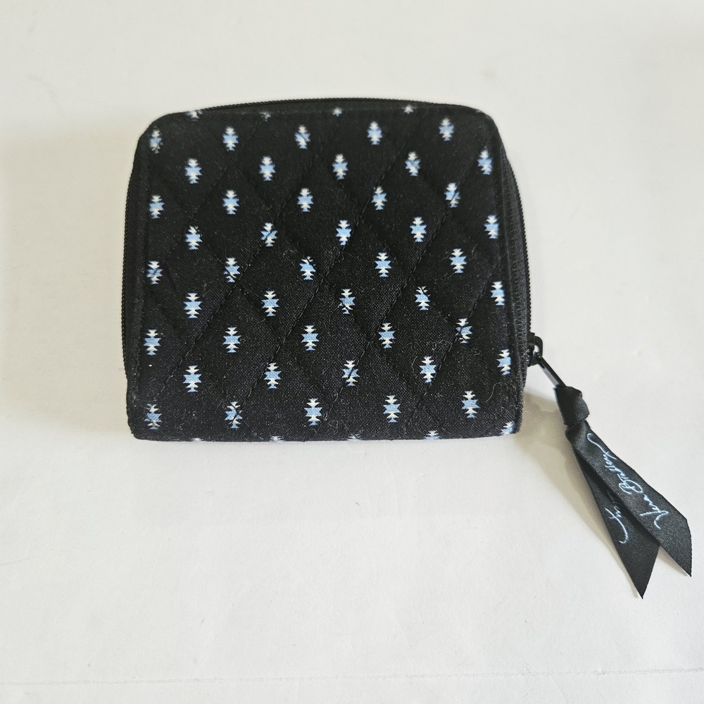 Vera Bradley Black Floral Blue Accents Wallet/Change Purse New - Picture 3 of 5